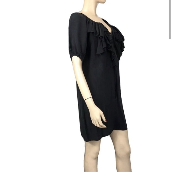 Fifteen -twenty silk ruffle tie front balloon sleeve short tunic/shirt dress - Picture 3 of 11